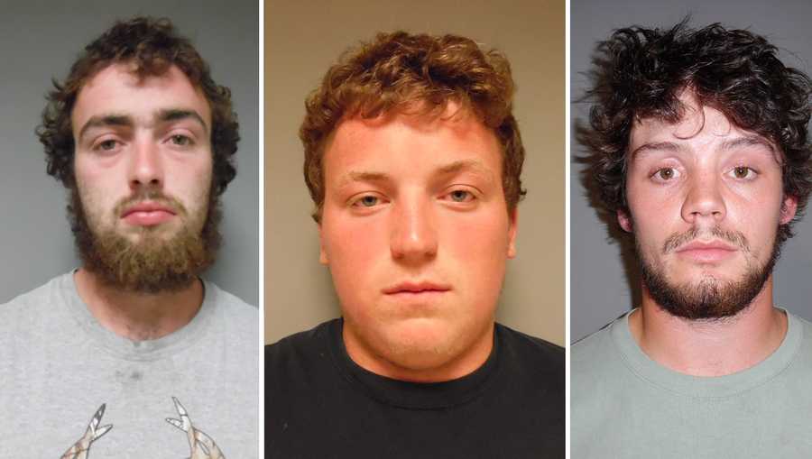 Christopher Thompson (left), Christian Leggett (middle) and Bryan Ashley (right) were all arrested in connection with several instances of vandalism.