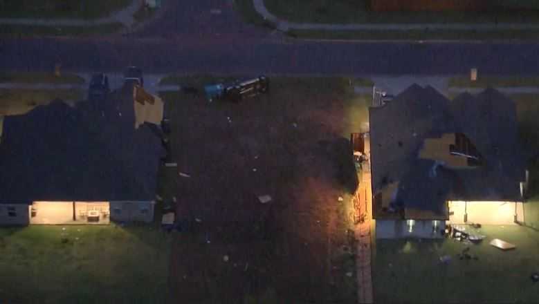 WATCH: Sky 5 shows storm damage to homes in Mustang
