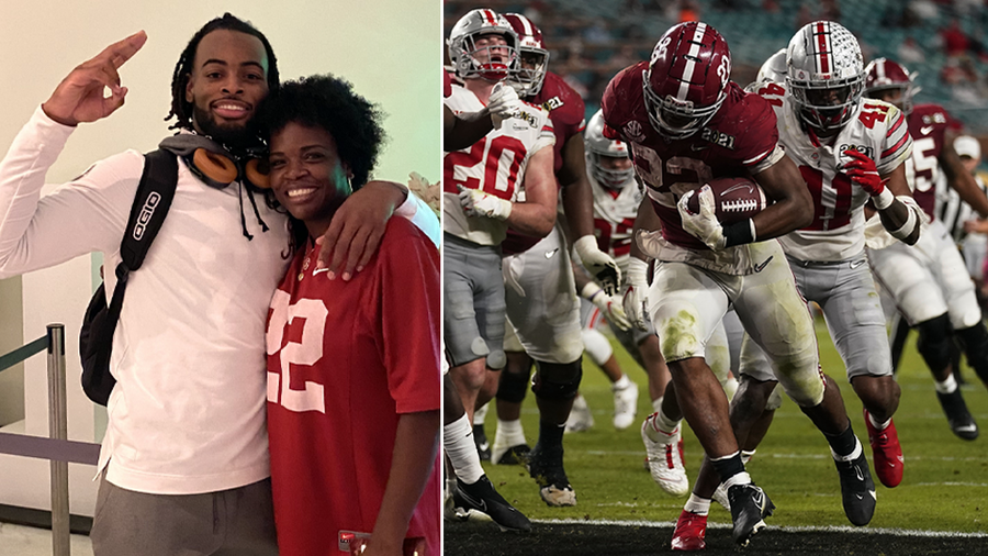 Najee Harris standing with his mother