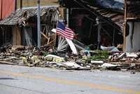 A tornado leaves damage to downtown sulphur, oklahoma, on april 27, 2024.