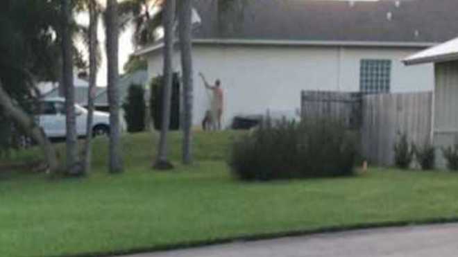 Everyone has called the police: Naked man doing yard 