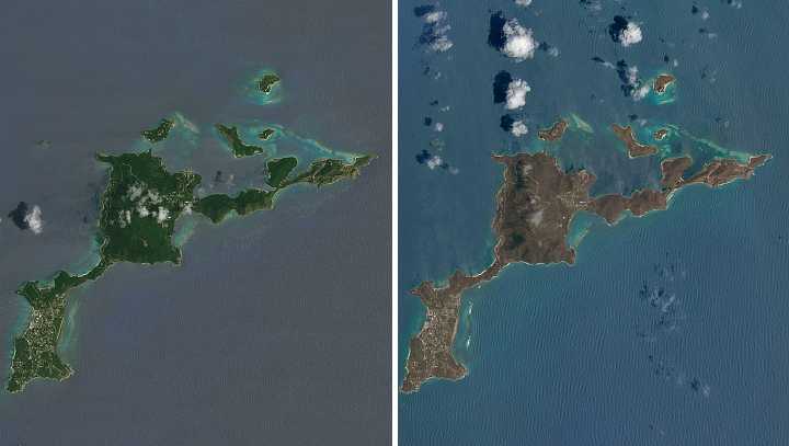 Virgin Gorda before and after Hurricane Irma