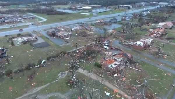 Aerial video: Devastation after twisters tear through Nashville and its ...