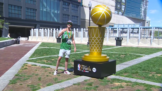 NBA Finals trophy in Boston (where it belongs) ahead of Game 3