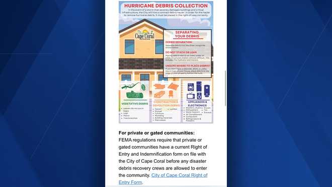 Cape Coral debris collection email
