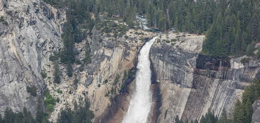 Nevada Fall as viewed from the Glacier Point lookout in Yosemite National Park, California, United States.