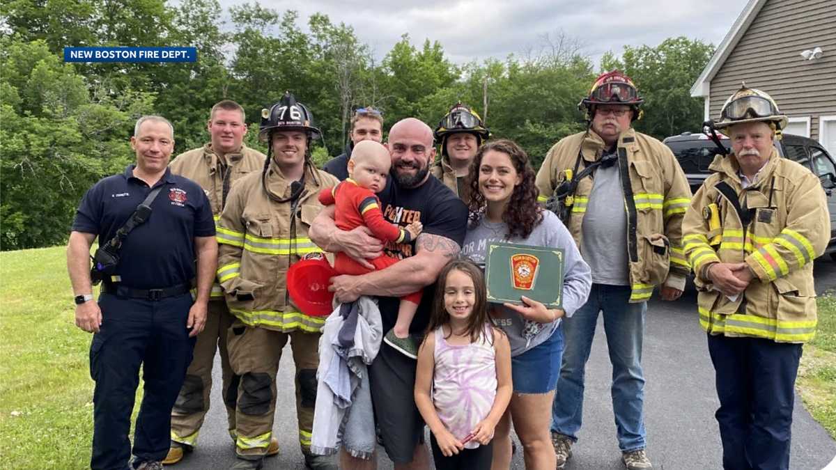 New Boston Fire Department visits boy, 3, battling rare cancer
