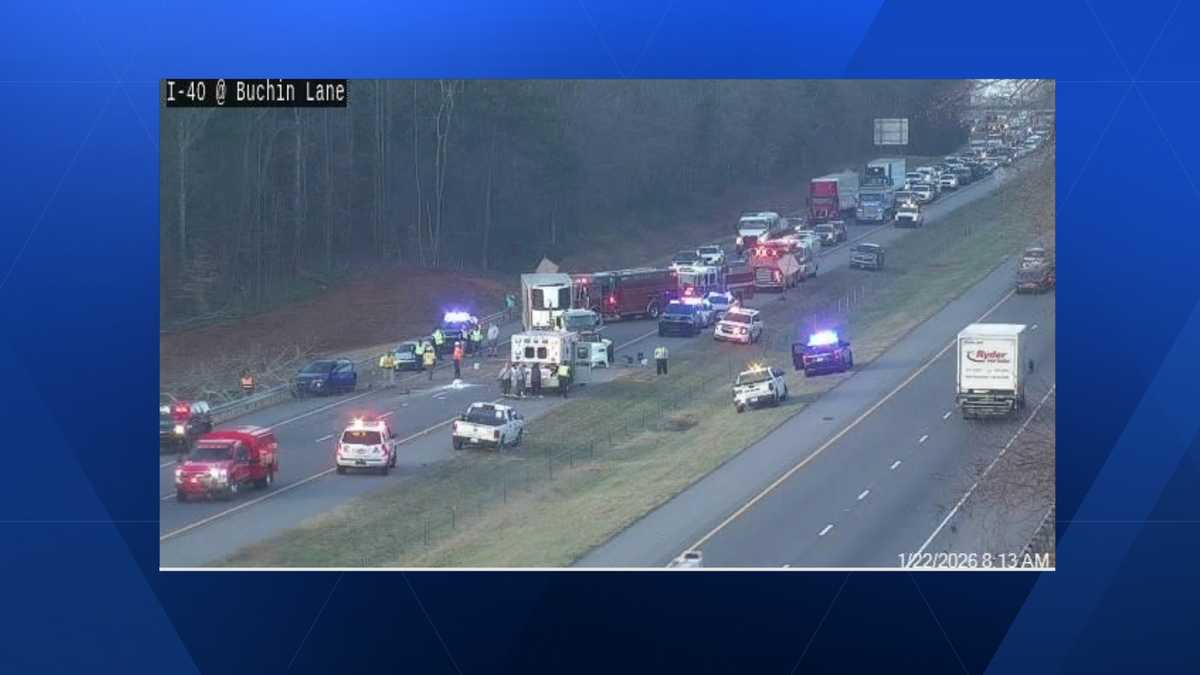I-40 East closed near NC-801 in Davie County after crash