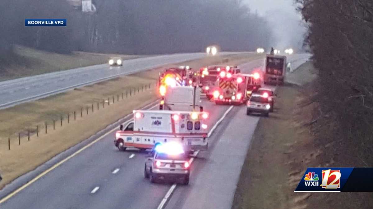 Tractor trailer fire shuts down portion of I-77 in Yadkin County