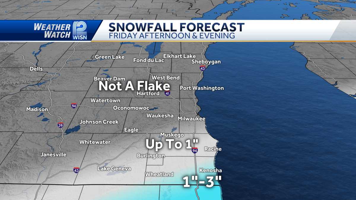 Southeast Wisconsin snow forecast Snow slides south