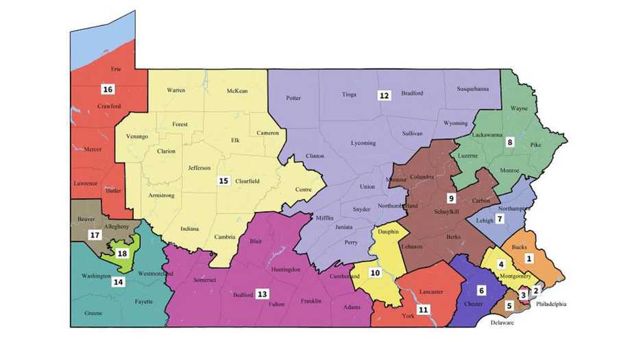 Pennsylvania's new congressional district map, as handed down by the state Supreme Court.