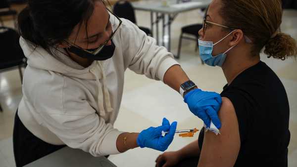 12 years and older New Yorkers are getting vaccinated at the St. Anthony of Padua Roman Catholic Church in Bronx of New York City, United States on June 13, 2021.