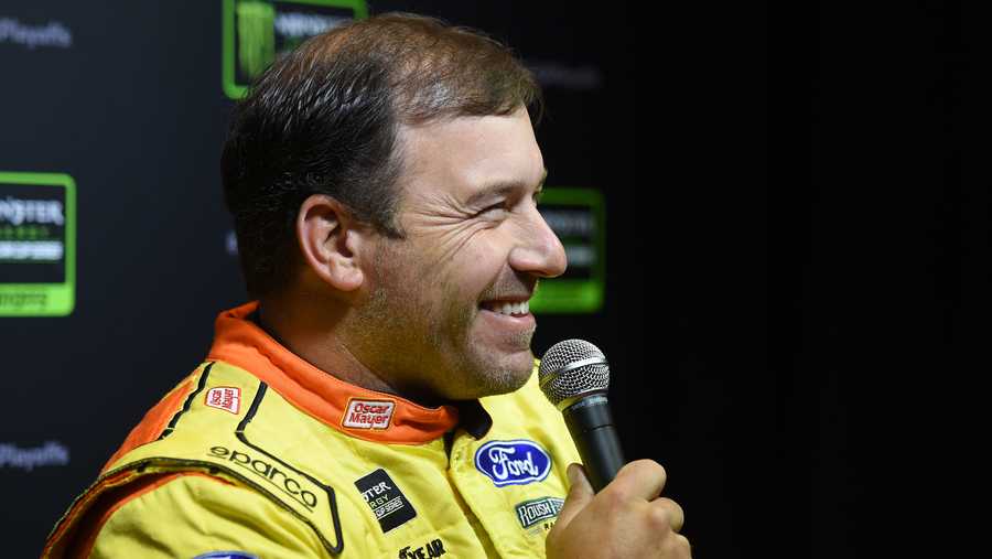 Ryan Newman speaks with members of the media during the Monster Energy NASCAR Cup Series Playoffs Media Day at the South Point Hotel & Casino on September 12, 2019 in Las Vegas, Nevada.