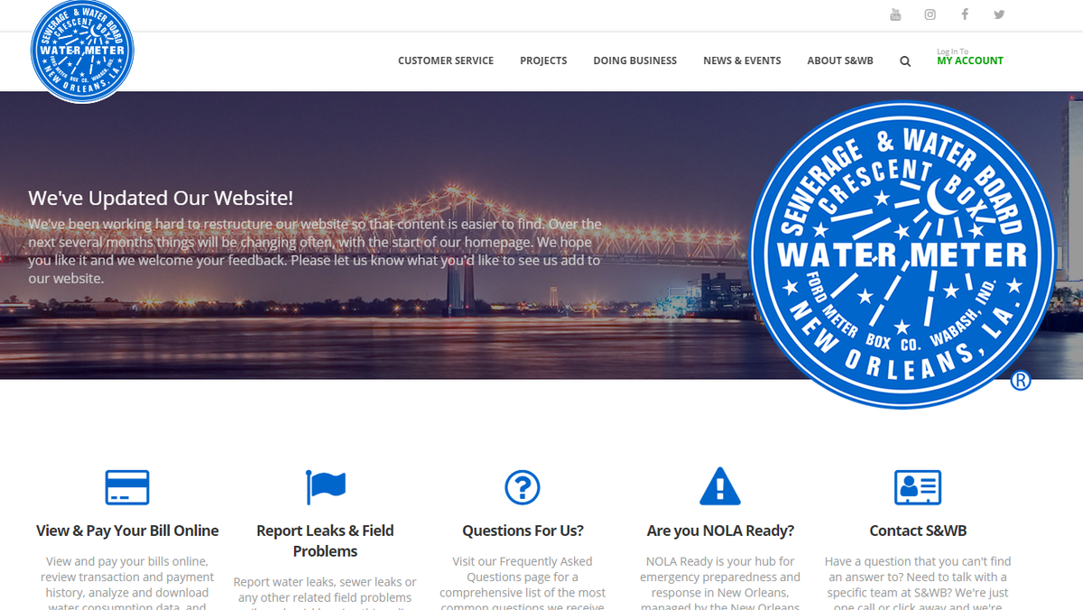 New Orleans Sewerage and Water Board updates website to improve customer service