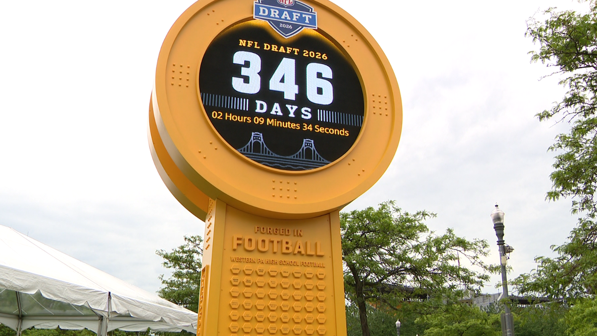 Giant yellow countdown clock unveiled as Pittsburgh preps for 2026 NFL ...