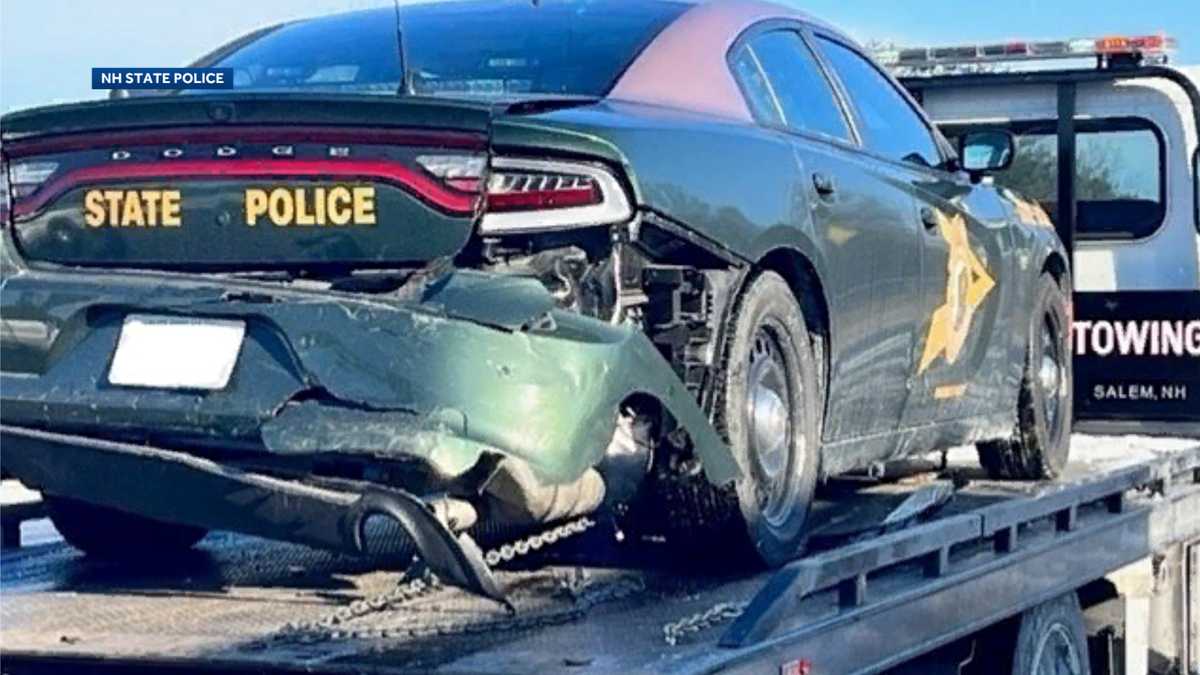 New Hampshire State Police officer hospitalized after cruiser struck