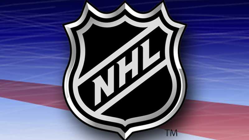 The NHL logo is shown on a graphic illustrating an ice rink.