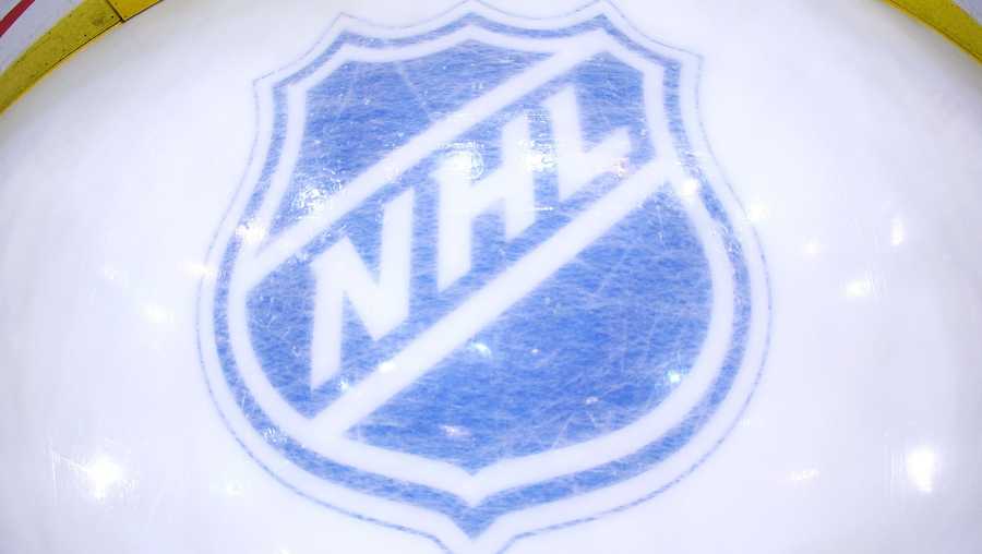 The NHL logo depicted on ice