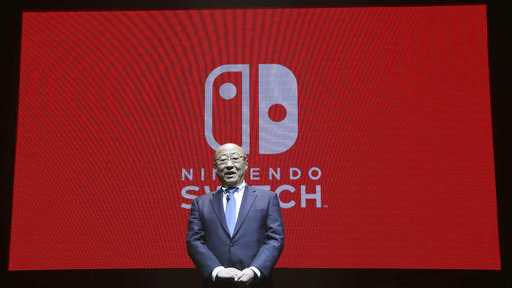President of Nintendo Tatsumi Kimishima speaks during a presentation event of Nintendo Switch in Tokyo, Friday, Jan. 13, 2017.