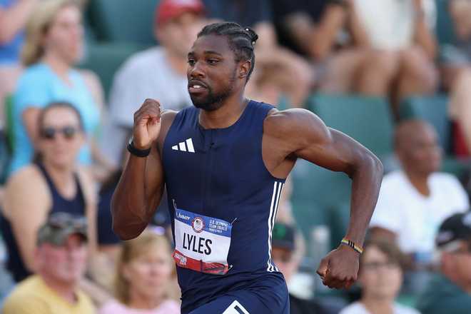 EUGENE,&#x20;OREGON&#x20;-&#x20;JUNE&#x20;28&#x3A;&#x20;Noah&#x20;Lyles&#x20;competes&#x20;in&#x20;the&#x20;men&amp;apos&#x3B;s&#x20;200&#x20;meter&#x20;semi-final&#x20;on&#x20;Day&#x20;Eight&#x20;of&#x20;the&#x20;2024&#x20;U.S.&#x20;Olympic&#x20;Team&#x20;Track&#x20;&amp;amp&#x3B;&#x20;Field&#x20;Trials&#x20;at&#x20;Hayward&#x20;Field&#x20;on&#x20;June&#x20;28,&#x20;2024&#x20;in&#x20;Eugene,&#x20;Oregon.&#x20;&#x28;Photo&#x20;by&#x20;Christian&#x20;Petersen&#x2F;Getty&#x20;Images&#x29;