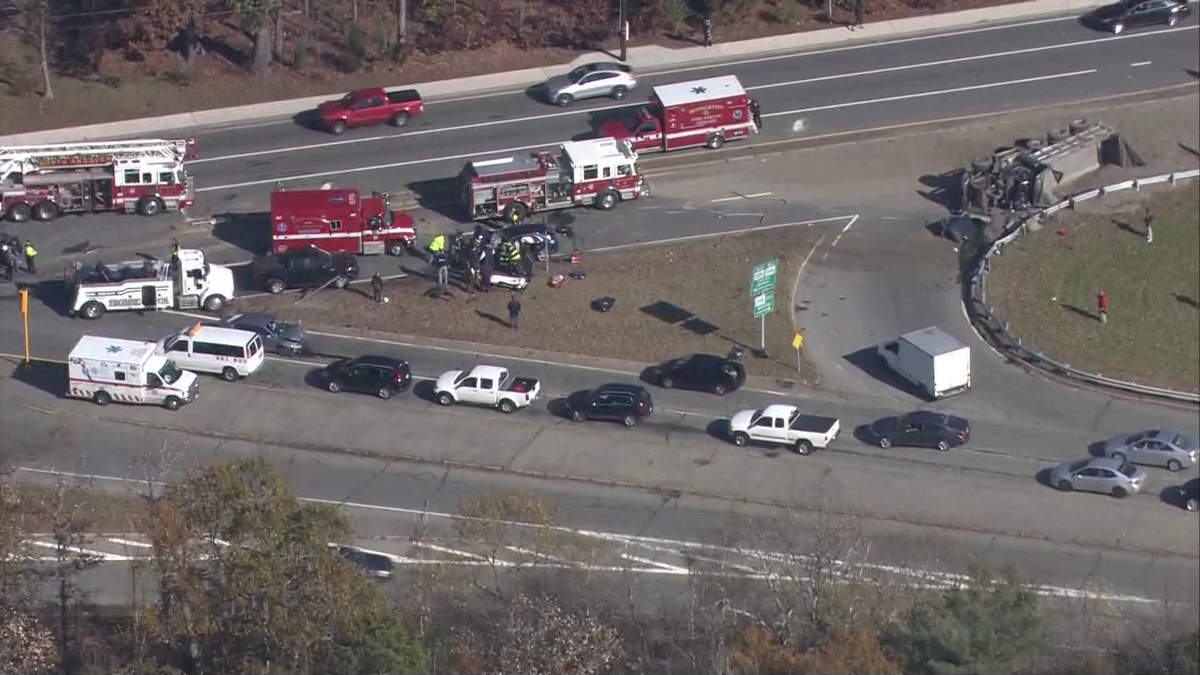 Several vehicles including dump truck involved in North Andover crash
