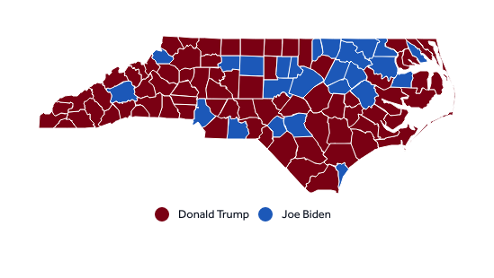 North Carolina Election Results 2020: Maps show how state voted for 