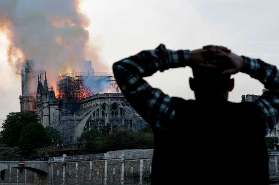 WATCH: Spire at Notre Dame Cathedral falls during massive fire