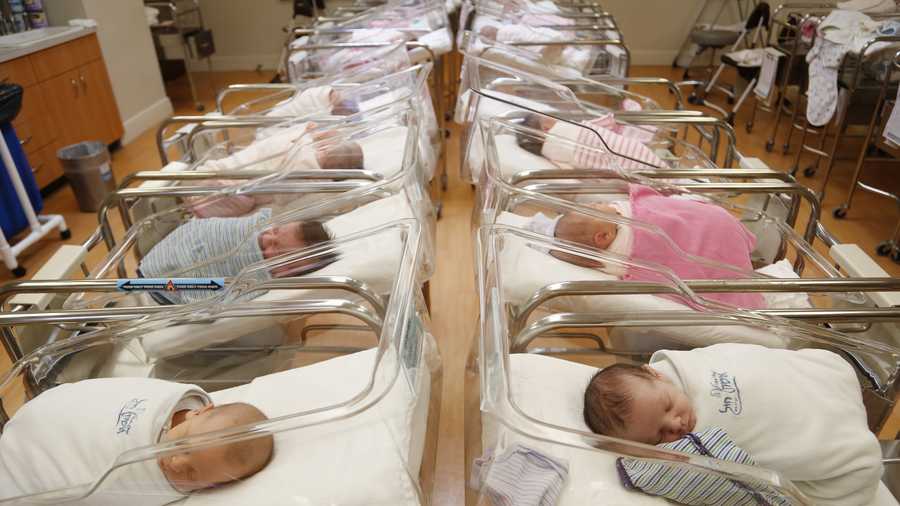 Newborns rest in the nursery of Aishes Chayil, a postpartum recovery center, in Kiryas Joel, N.Y., Thursday, Feb. 16, 2017.