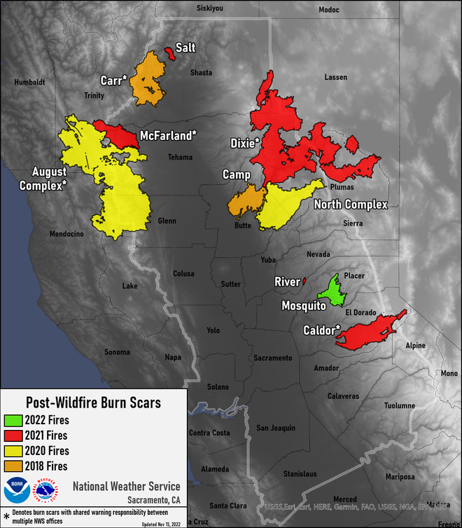 Northern California burn scars to be monitored for debris flows