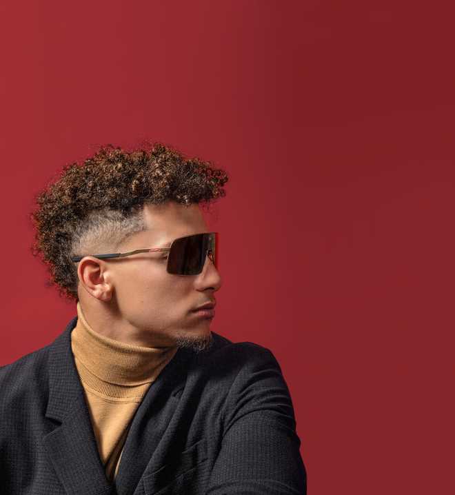 patrick mahomes models for his new oakley signature series sunglasses