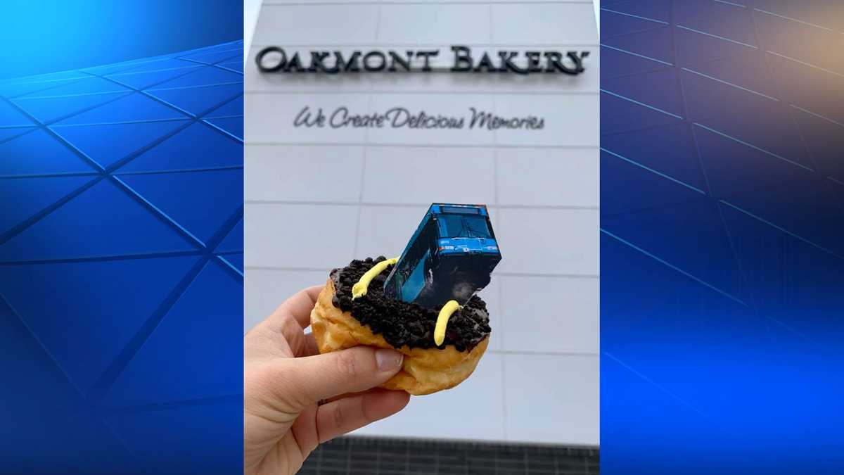 'Next stop, Oakmont' Oakmont Bakery creates bus in sinkhole donuts