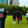 Cincinnati Bengals wide receiver Chad Ochocinco (85) puts his phone number  in a young fans phone during a time out at Bengals training camp at  Georgetown College in Georgetown Ky. (Credit Image: ©