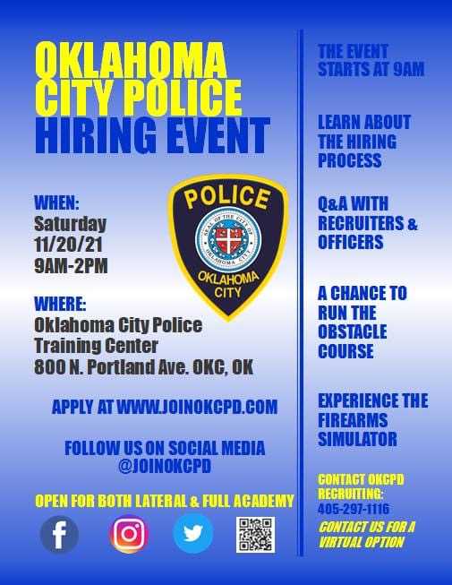 Oklahoma City Police Department hosting hiring event this weekend