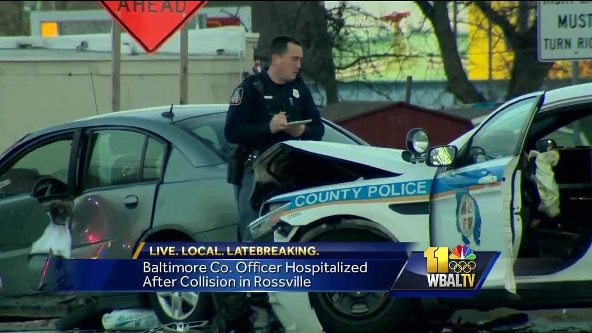 Baltimore County police officer injured in crash