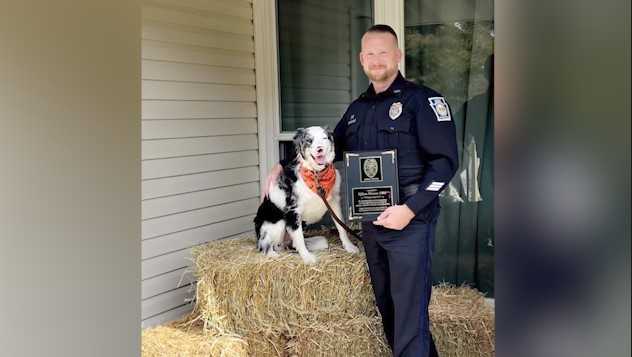 Police officer adopts dog he helped rescue