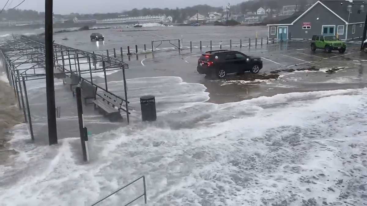 High tide causes splash over, flooding along Maine coast
