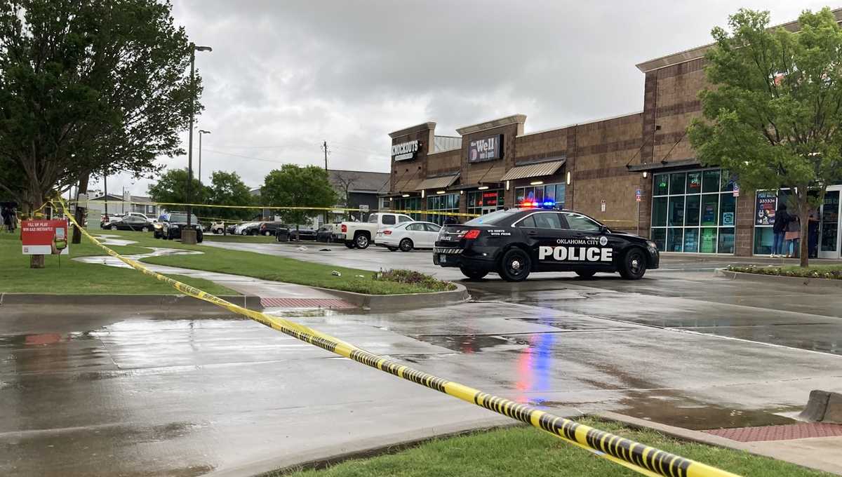 Oklahoma City police respond to a shooting near businesses