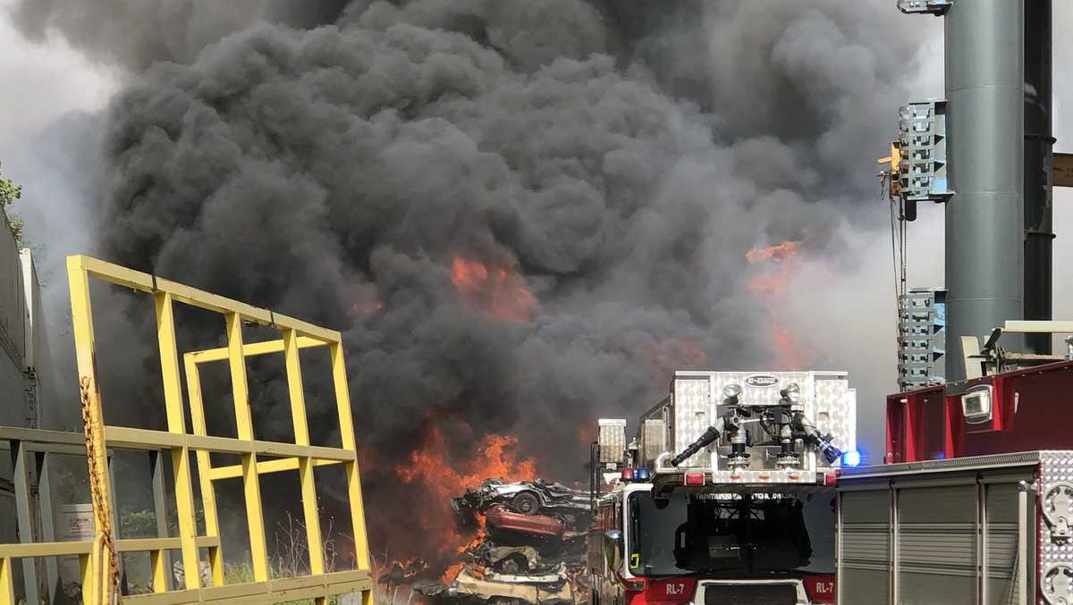 Large fire burning east of downtown Oklahoma City