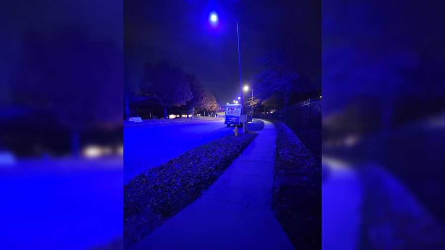 Olathe street lights blue due to manufacturing defect.