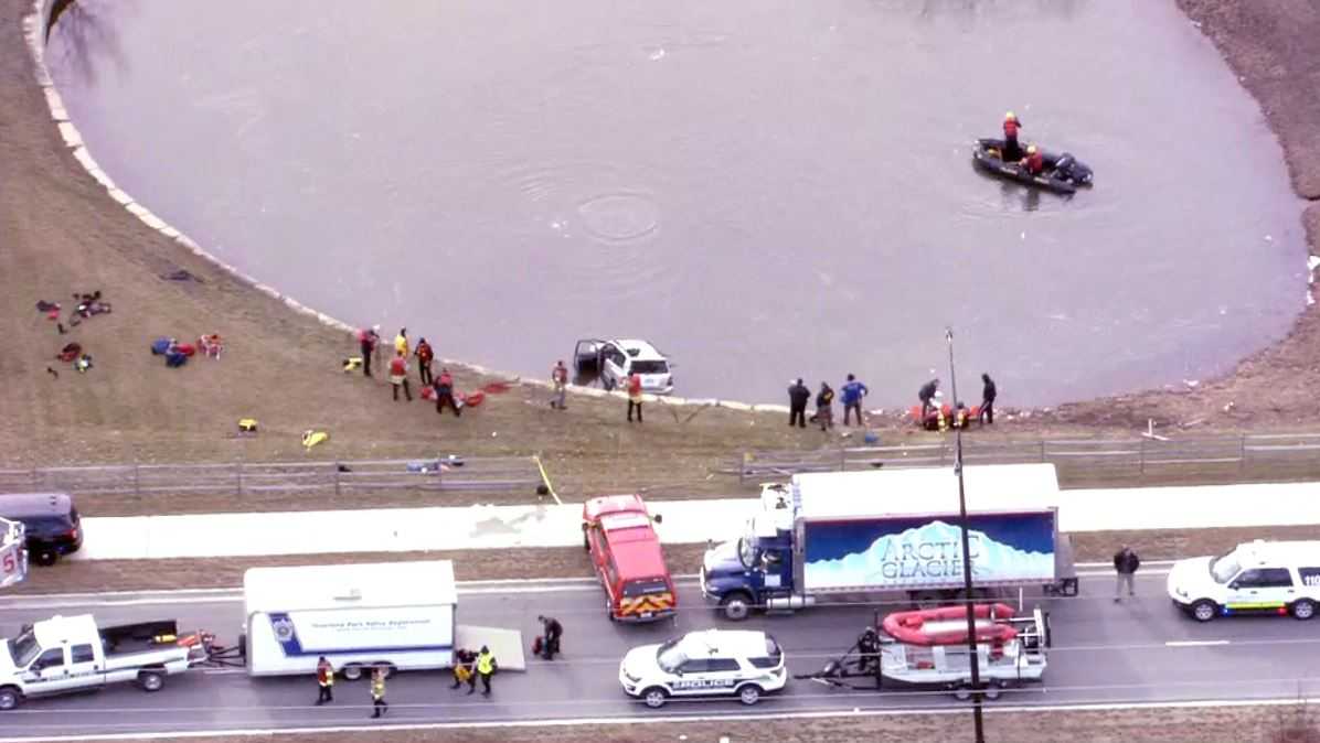 Woman dies after suv crashes into pond near olathe northwest high school