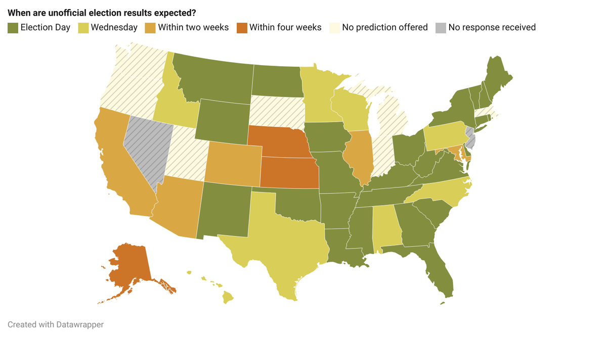 Interactive When to expect 2024 election results in your state