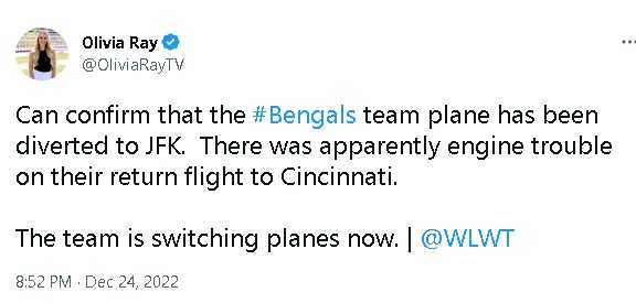 BENGALS FLIGHT DIVERTED 