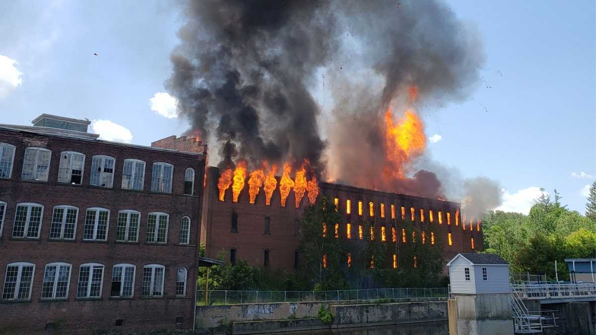 Large fire breaks out at old cereal factory in central Massachusetts