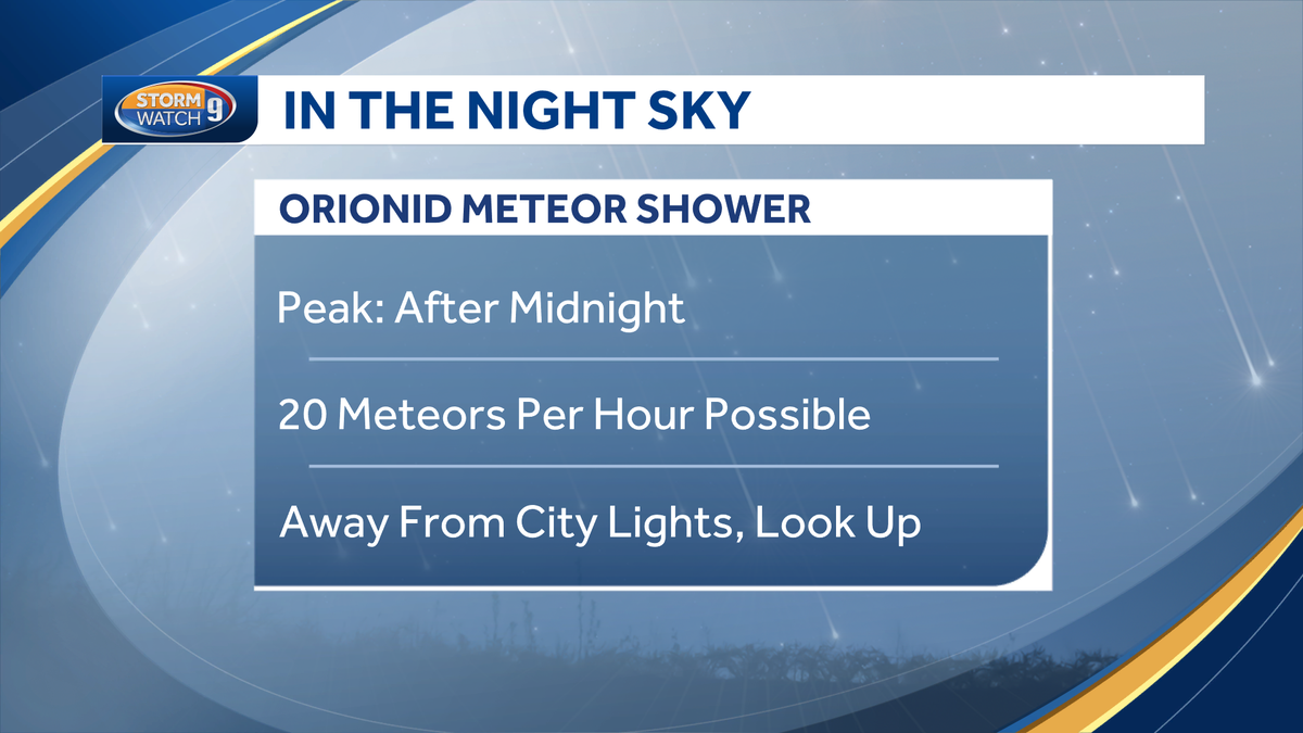 Orionid meteor shower peaking Monday night viewing conditions look good in New Hampshire WMUR Manchester Orionid meteor shower peaking Monday night viewing conditions look good in New Hampshire WMUR Manchester