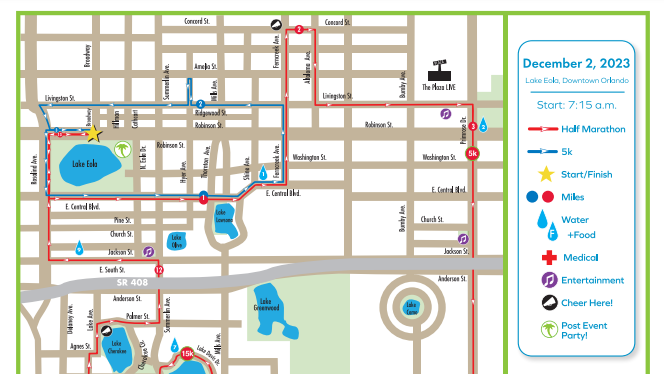 OUC Orlando Half Marathon parking and road closures