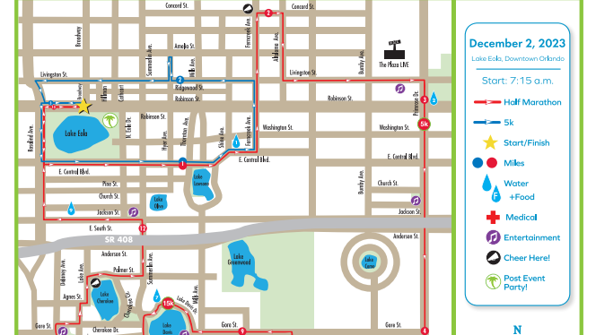 OUC Orlando Half Marathon parking and road closures