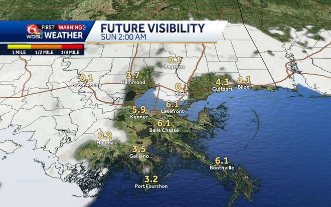 New Orleans Impact Weather for Dense Fog Advisory Tonight - 9AM Sunday