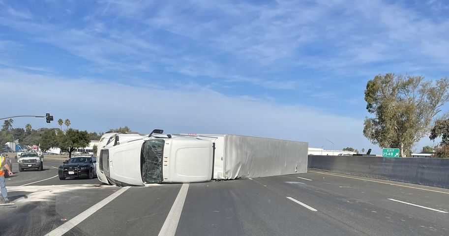 Southbound Lanes Of Highway 99 In Stockton Reopen After Big Rig Overturns