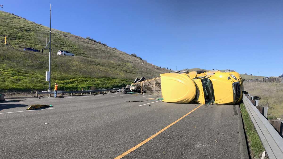 Overturned big rig closes I-80 for 2 hours in Solano County
