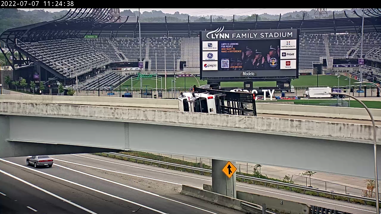 Truck Overturns On I-65 Ramp Near Lynn Family Stadium